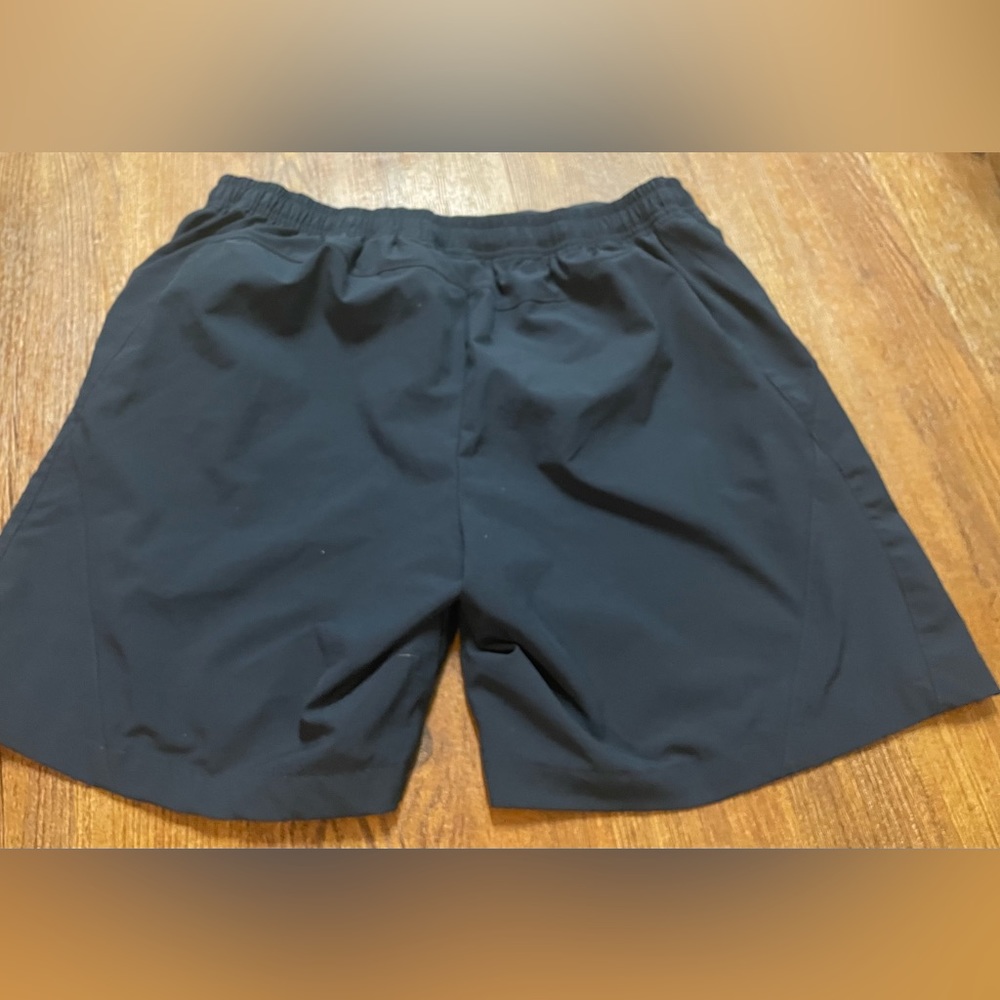 Nike Black Athletic Running Shorts with Yellow Swoosh - Picture 2 of 3